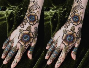 Glitter hand Mehndi latest designs