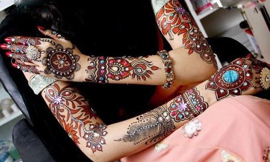 Stone Studded Mehndi Designs 2012