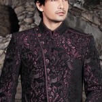 Black-Velvet-Printed-Indo-Western-Groom-Sherwani