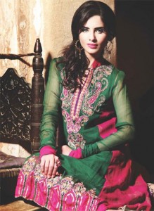 Emerald green dresses pakistani 2013