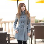 High neck woolen coat design