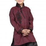 Latest Maroon Kids Kurta style 2013