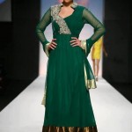 Frock designs in green shade 2013