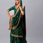 Green bridal long shirt lehnga