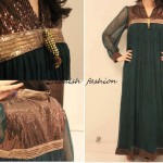 Pakistani formal dresses in green color