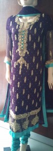 Purple and sea green pakistani dress