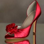 Red dress bridal shoes
