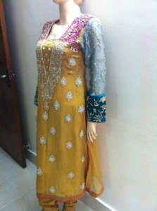 Yellow dresses with pink dupatta