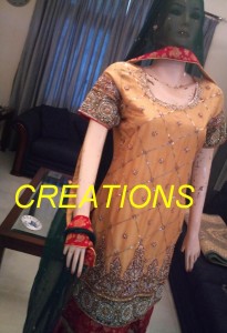 red and yellow mehndi dress