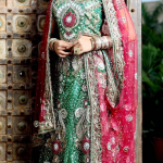 red and green Wedding Bridal Lehengas Choli