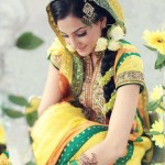 Yellow and green bridal mehndi dress