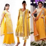 Yellow bridal mehndi dresses