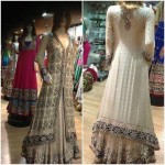 white bridal long shirt and lehnga