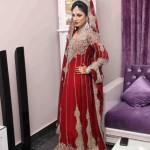 Bridal gown in red color