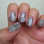 Grey white nail art designs