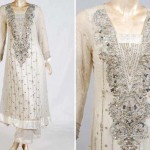 White formal dresses with silver work