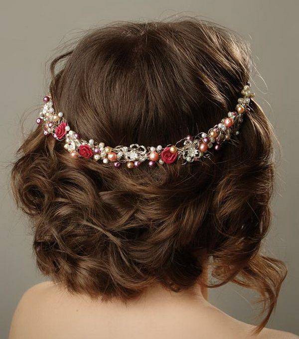 Curly Scrunched up Hairdo with Hair accessory