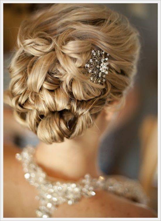 Twisted Accessorized Medium Bridal hairstyle