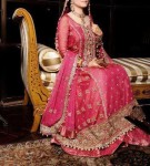 Pink walima dress for brides with heavy work