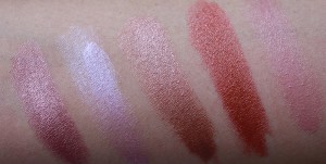 Brown swatches of lipsticks by MAC