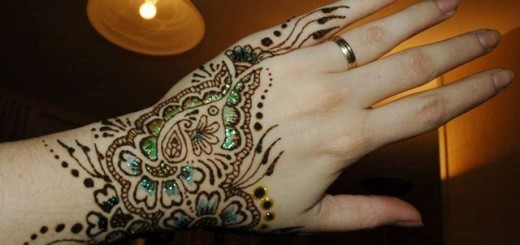 simple glitter mehndi designs for hands 2014