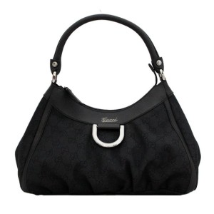 Gucci Monogram Canvas & Leather Hobo designer handbag
